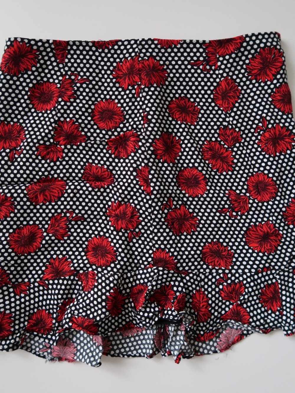 Forever 21 Floral Polka Dot Ruffle Mini Skirt | Size M | Lined